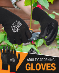 Potchen Gardening Work Gloves displayed in a garden setting
