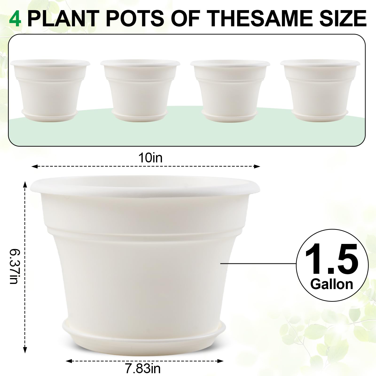 Pottiffe 10 inch white planter displaying drainage holes