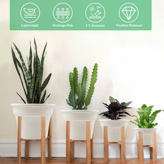Pottiffe 10 inch white planter filled with plants