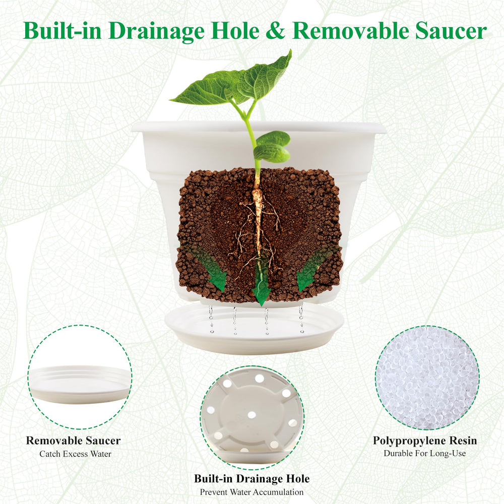 Pottiffe 10 inch white planter in a garden setting