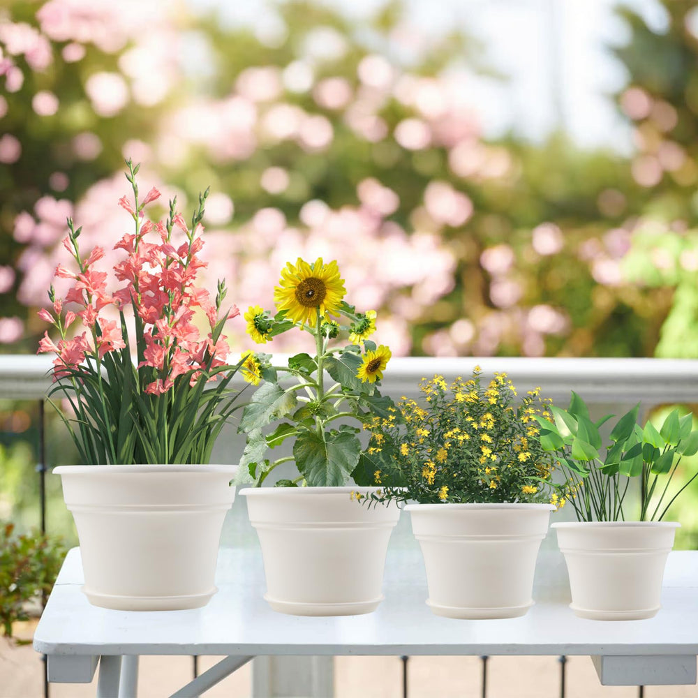 Pottiffe 10 inch white planter with multiple sizes comparison