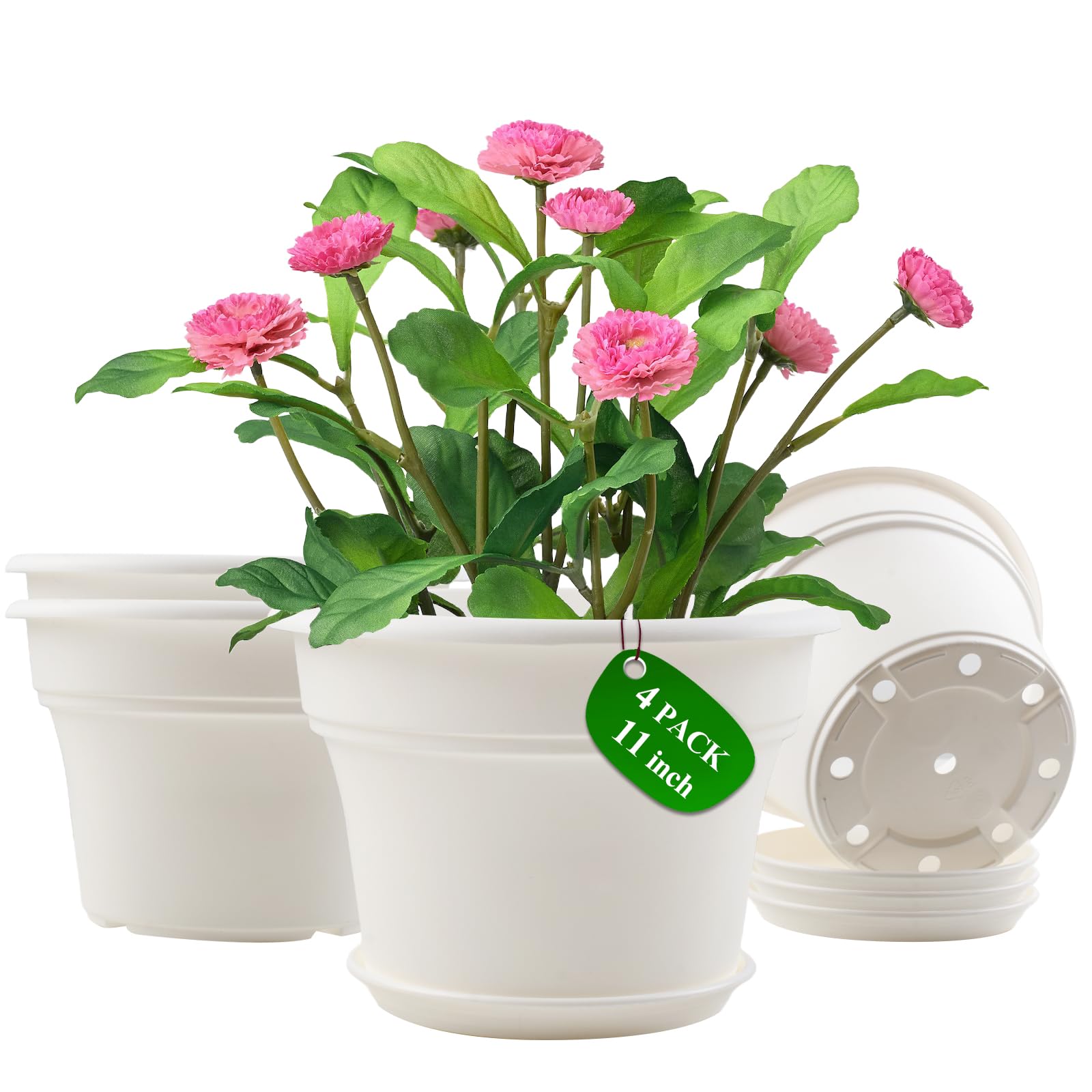 Pottiffe 11 inch white plant pot front view