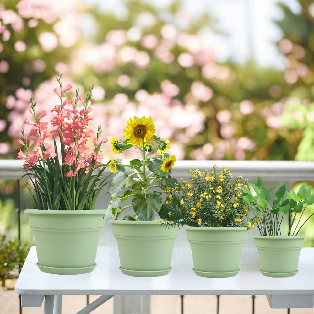 Pottiffe 6 pack of green plant pots stacked