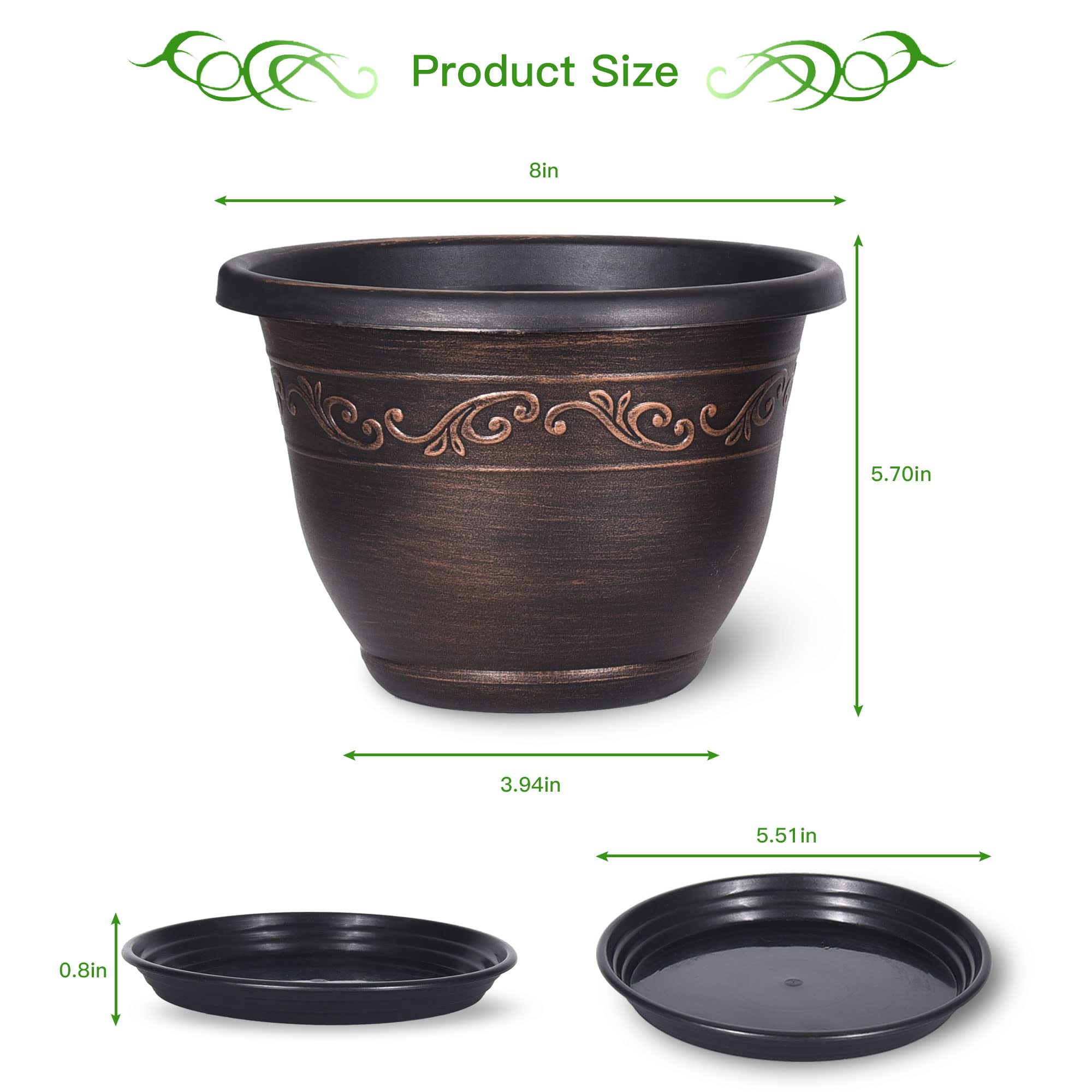 Pottiffe 8 Inch planter set showcasing retro design