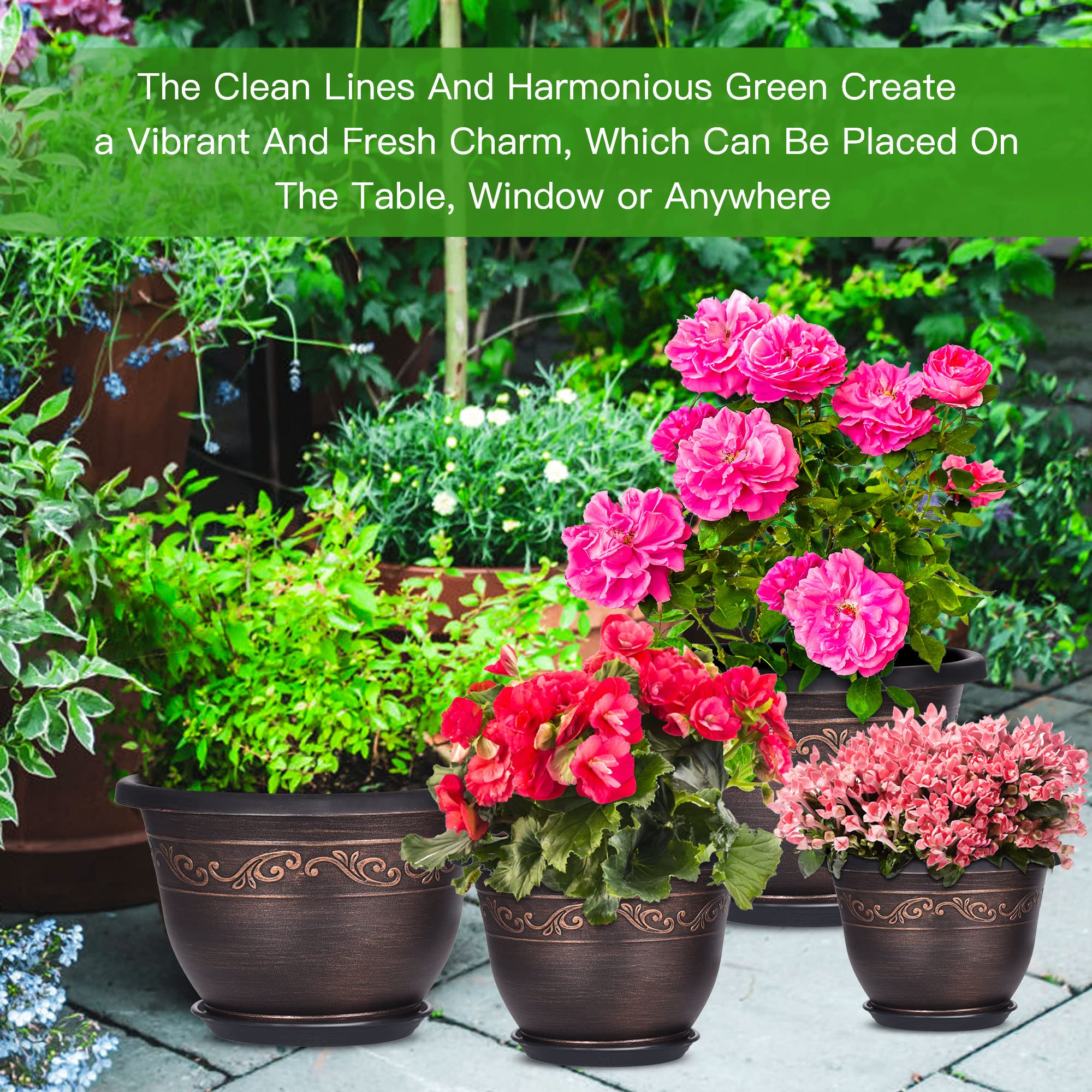 Pottiffe planters outdoors in a garden setting