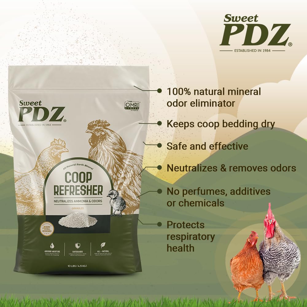 Poultry coop with Sweet PDZ applied on bedding