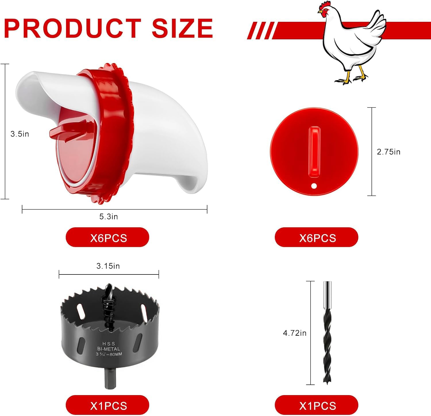Poultry feeding setup with the chicken feeder port kit