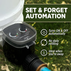 Poultry Pro Water Timer side view showing hose connection