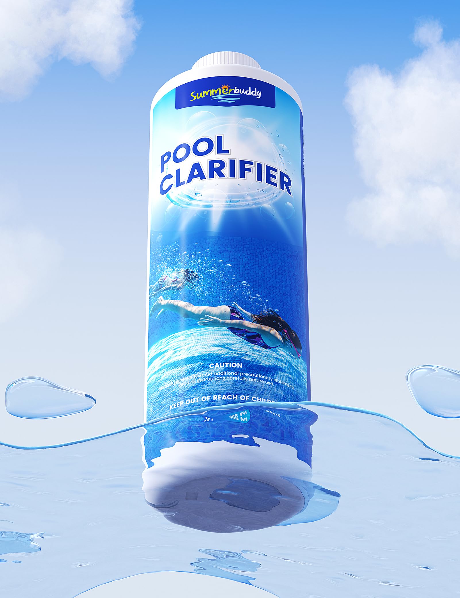 Pouring SUMMERBUDDY Super Pool Clarifier into pool