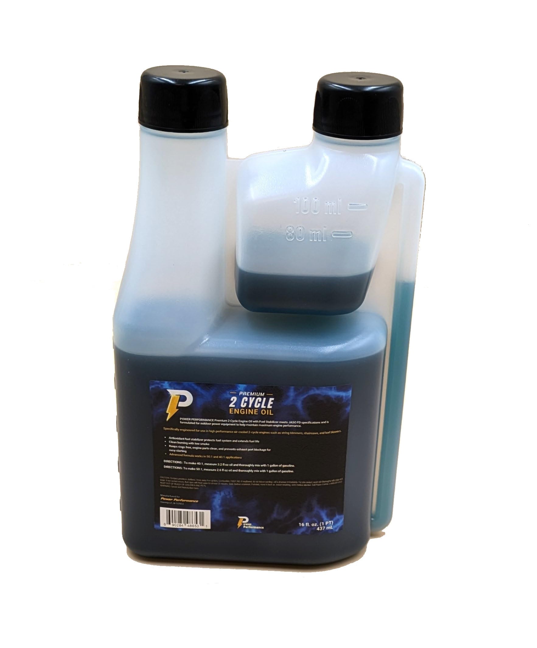 Power Performance 2-Cycle Oil 16oz bottle back view