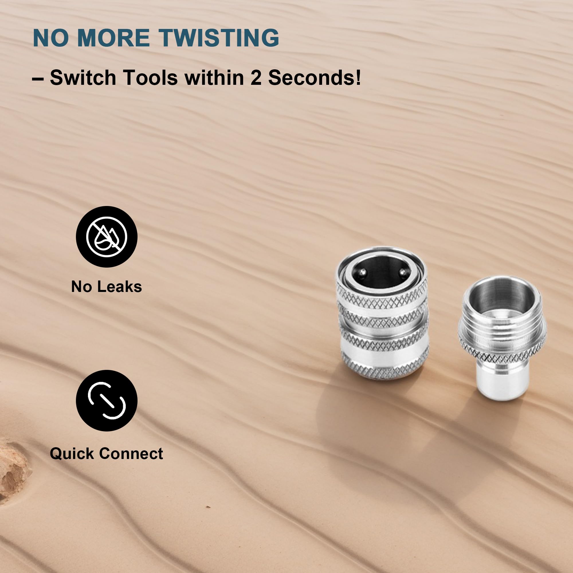 POWER TOWN Quick Connect Hose Fittings side view showcasing quick-connect design