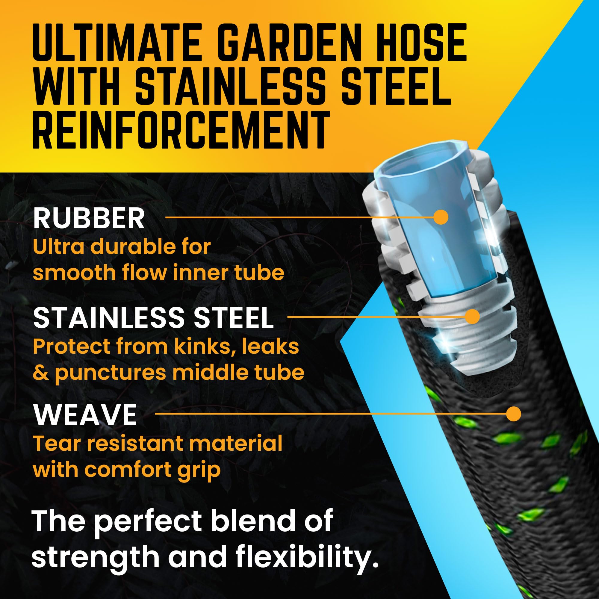POWERFLOW 75 Ft Metal Garden Hose packaging