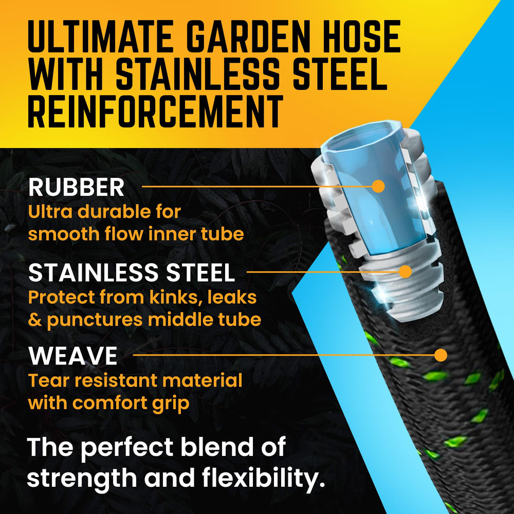 POWERFLOW 75 Ft Metal Garden Hose packaging