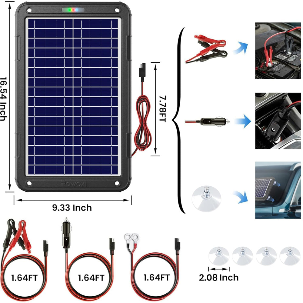 POWOXI 12W Solar Charger packaging and contents