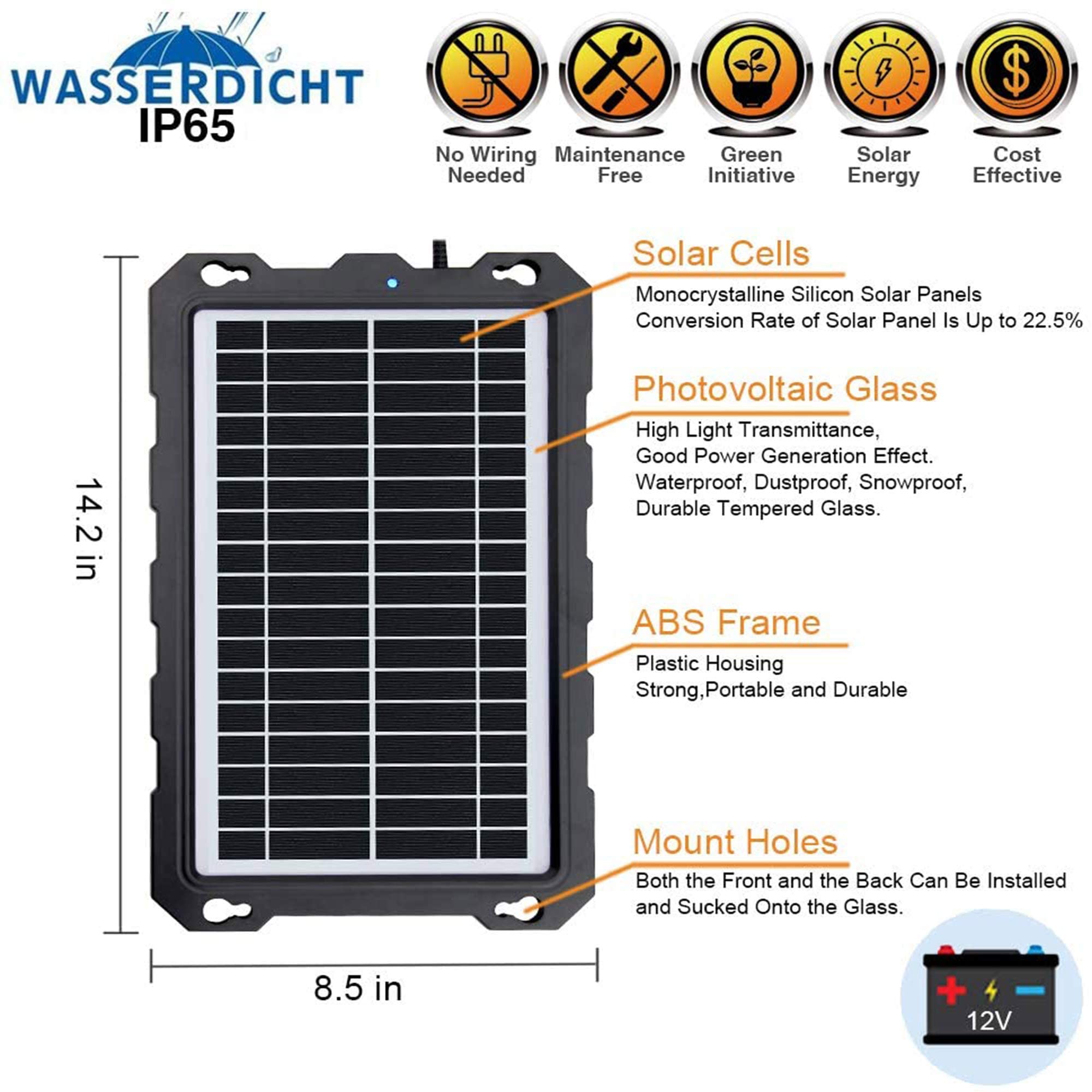 POWOXI solar battery charger packaging and contents