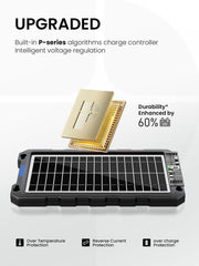 POWOXI solar battery charger side view showing connection ports