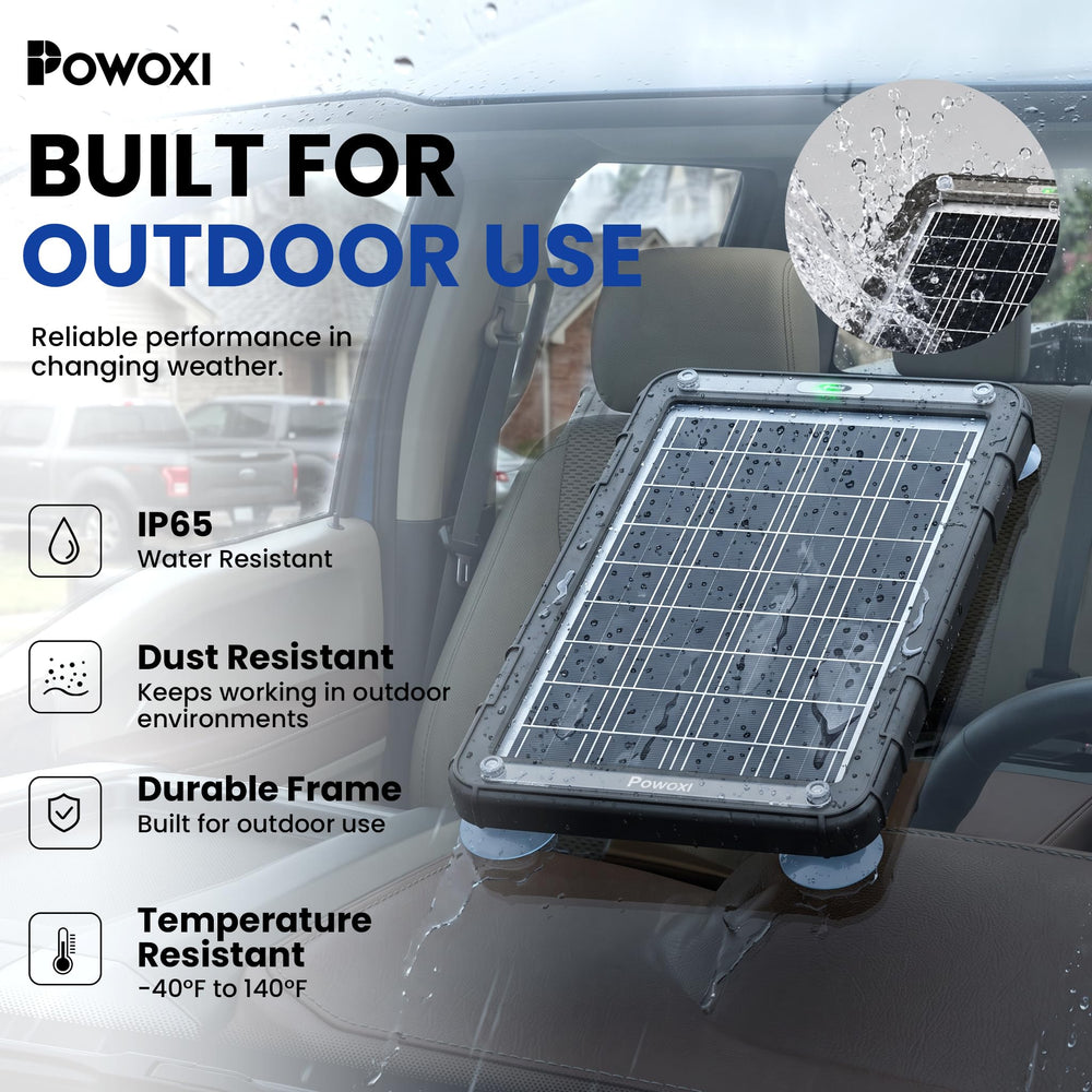 POWOXI solar charger dimensions and packaging