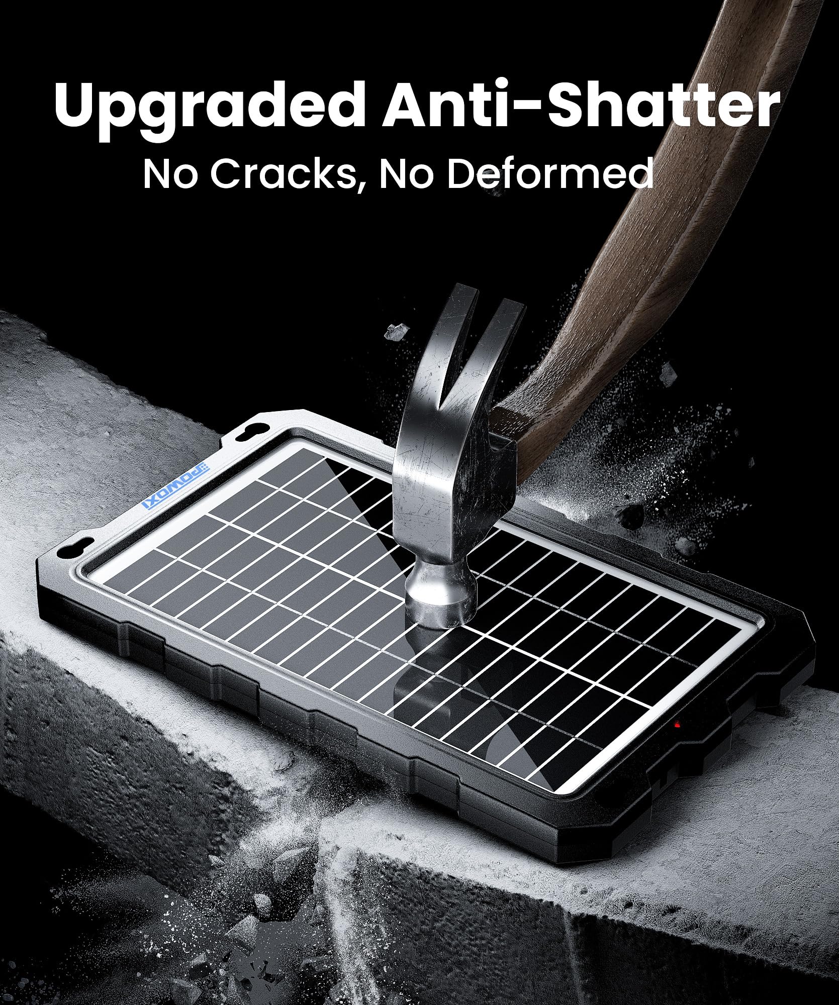 POWOXI solar charger with alligator clips for battery connection