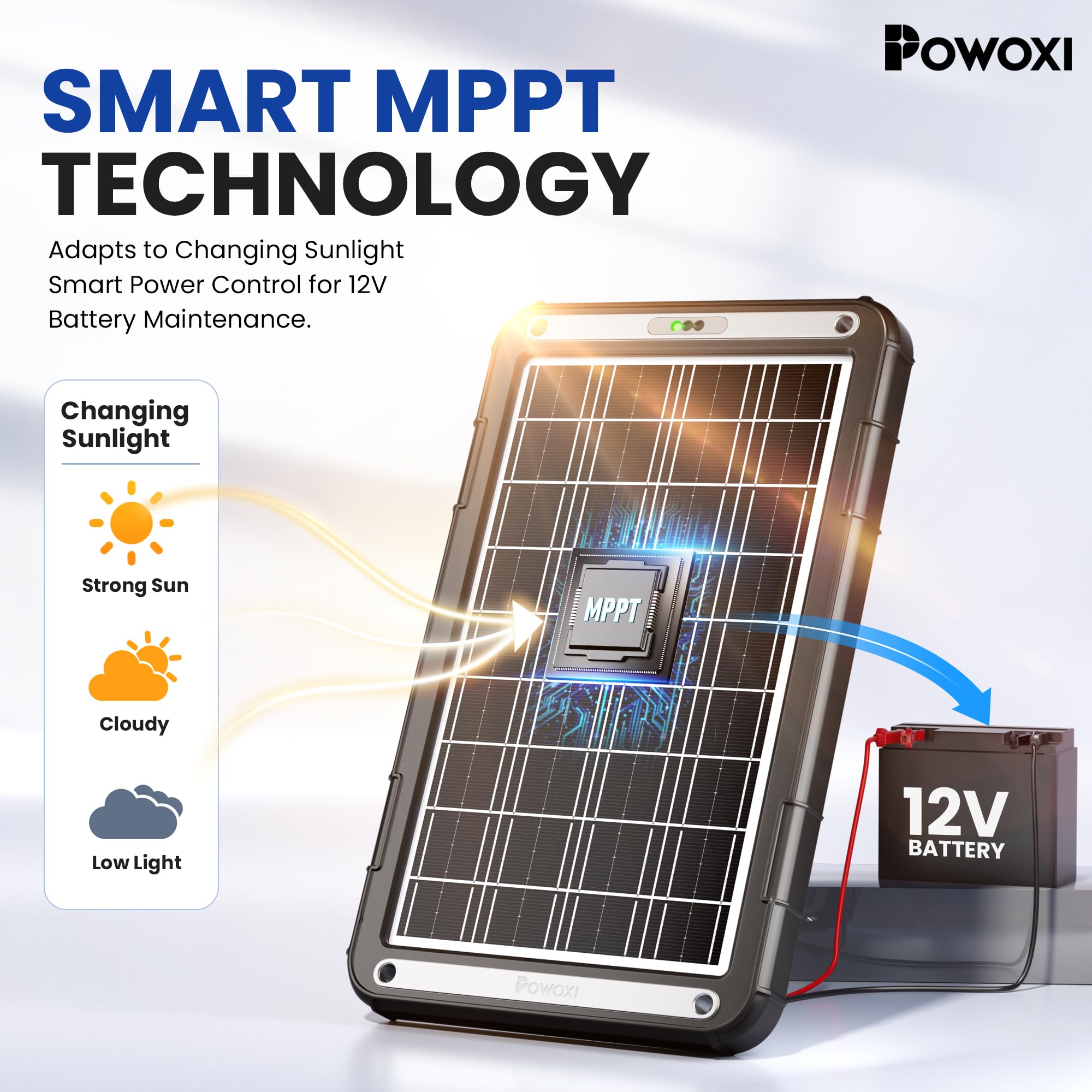 POWOXI solar panel showing durable design