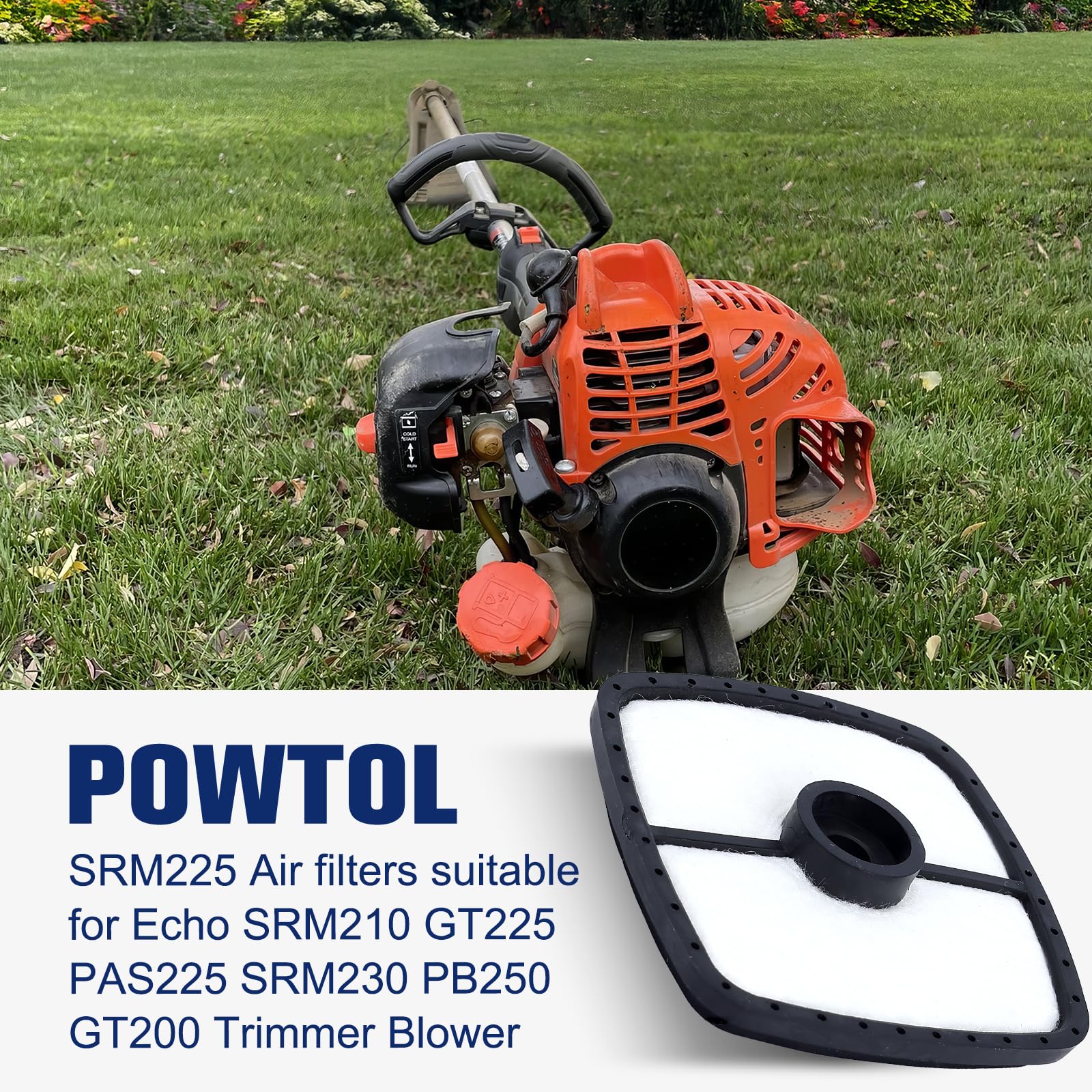 Powtol SRM 225 air filter dimensions, 2-5/8 inch square