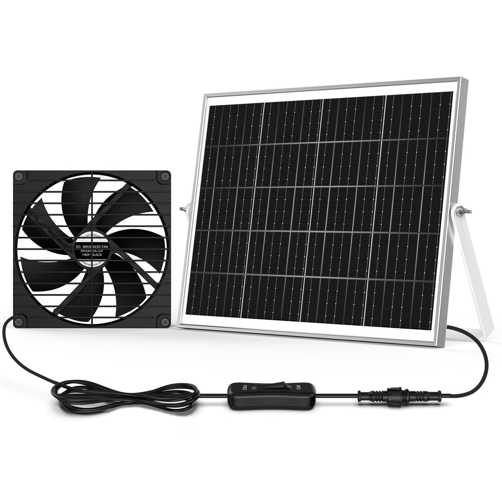 pqins 7.1" Solar Greenhouse Fan front view