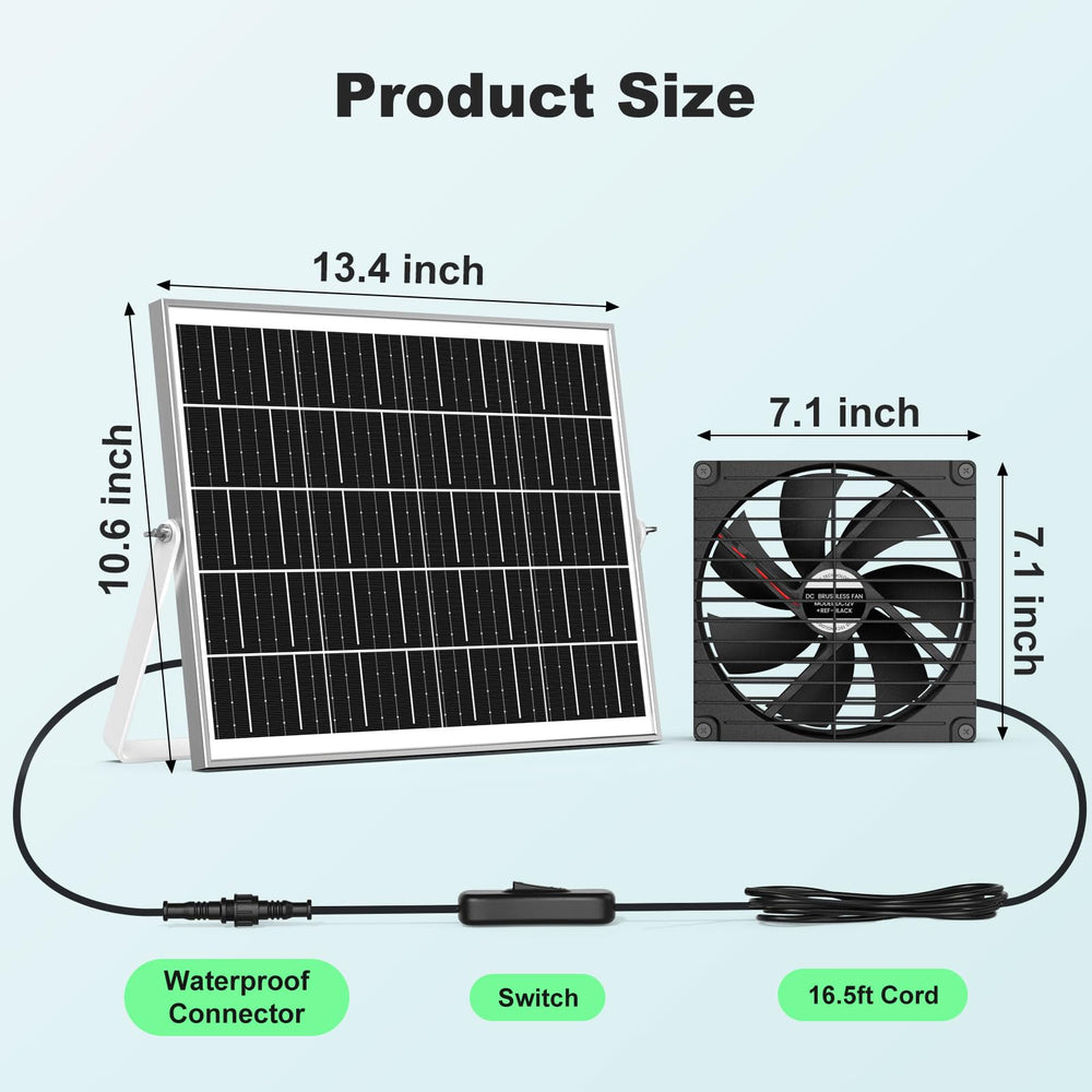 pqins solar fan installed in a greenhouse