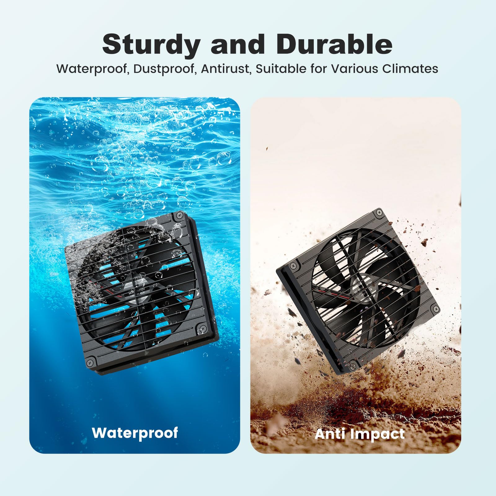 pqins solar fan side view showcasing ultra-thin blades