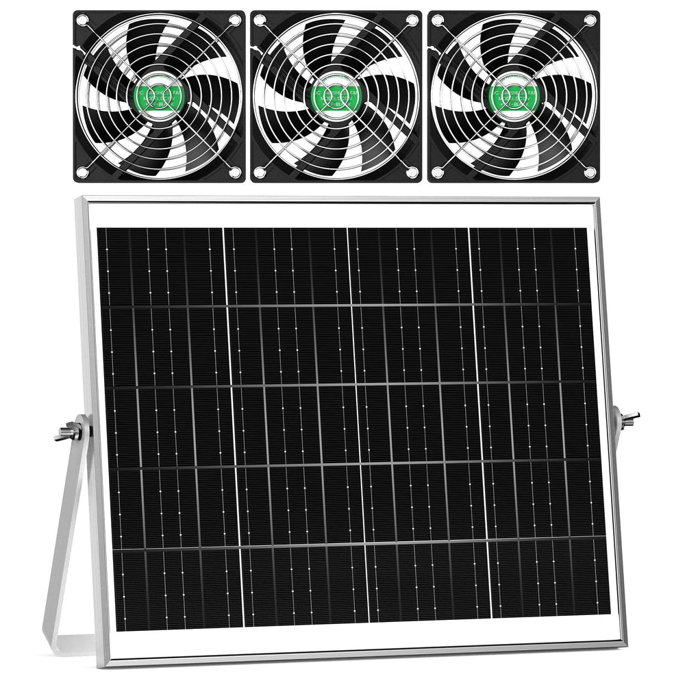 pqins Solar Greenhouse Fan Kit with solar panel and exhaust fan