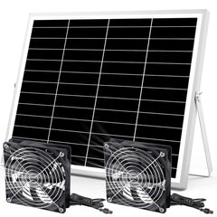pqins solar powered fan kit dual 5-inch fans front view