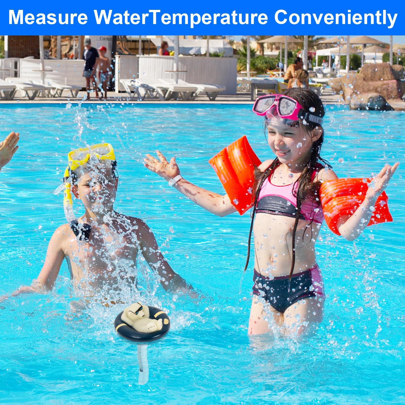 PRASBURR Pool Thermometer floating in an outdoor pond