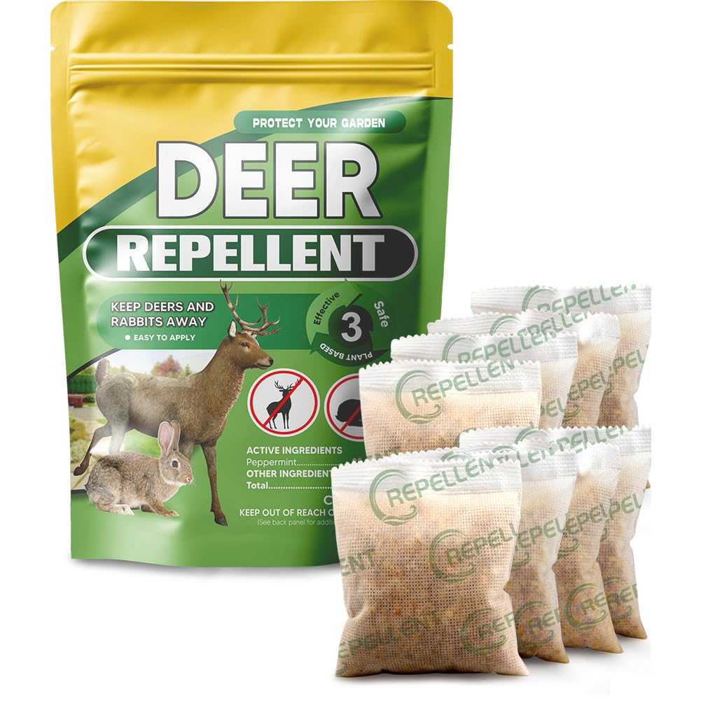 PRBSOQ Deer Repellent 8 Packs front view with green granules