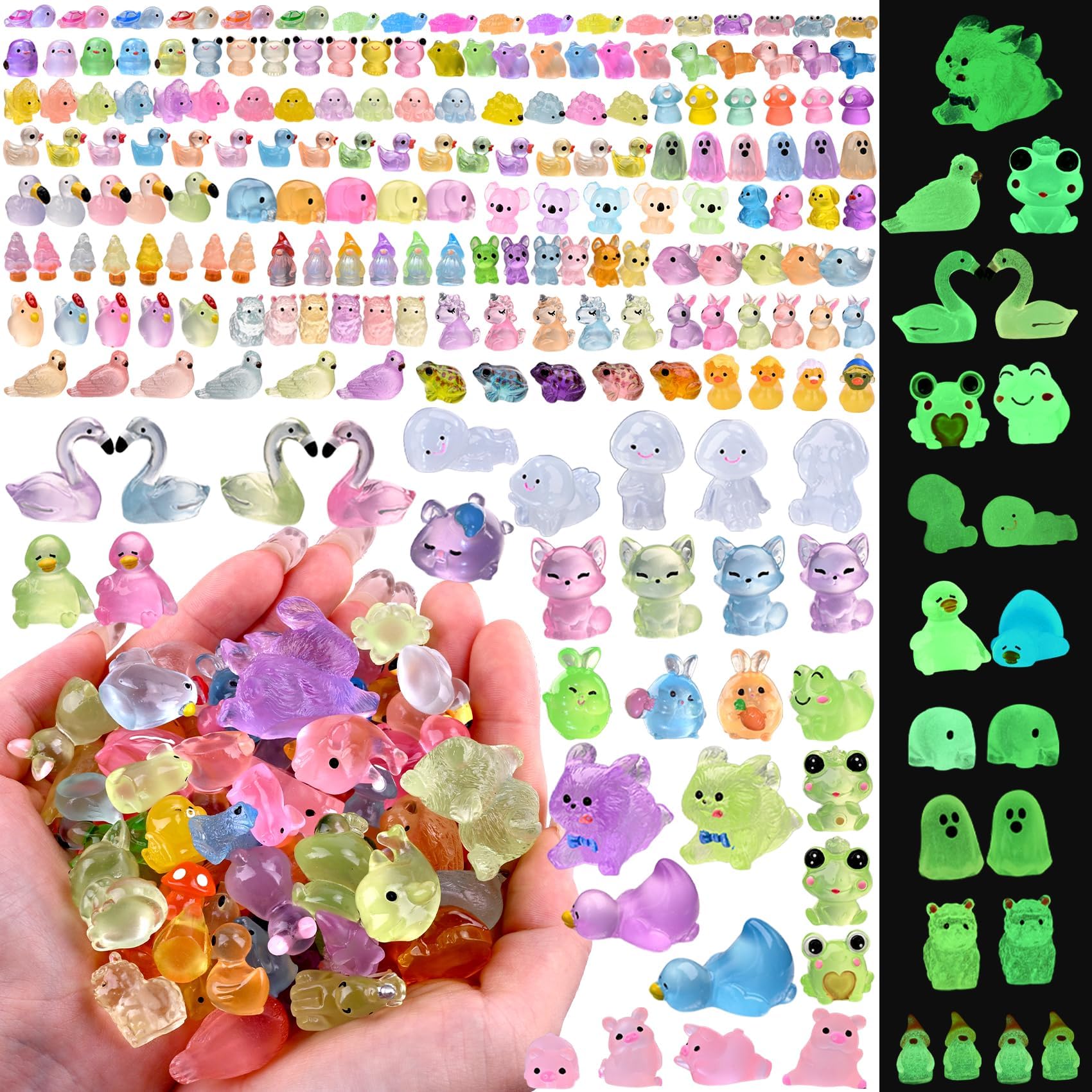 Prdingfy 200PCS multicolour mini resin animal figurines assortment