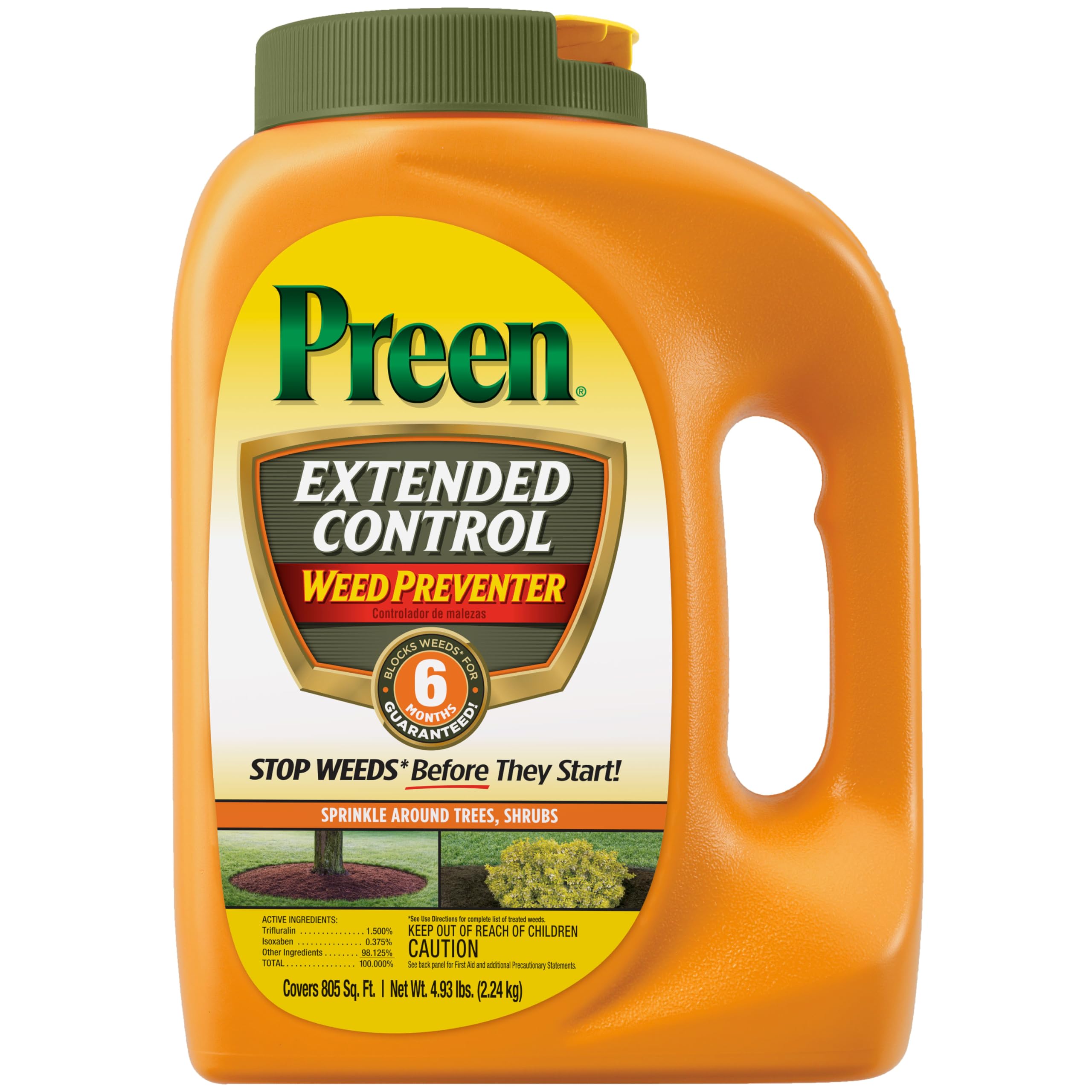 Preen Extended Control Weed Preventer 4.93 lb bottle front view