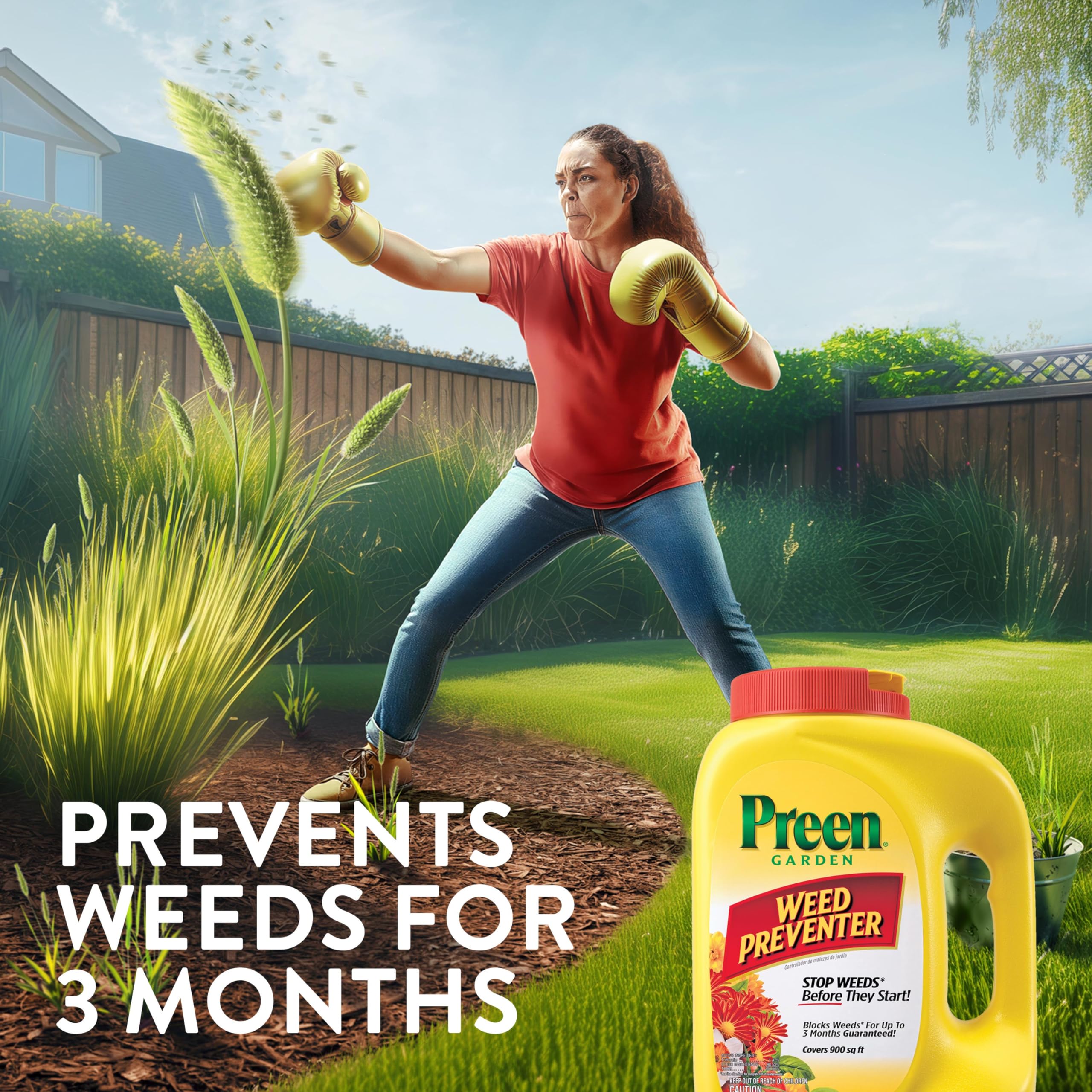 Preen Garden Weed Preventer granular application close-up