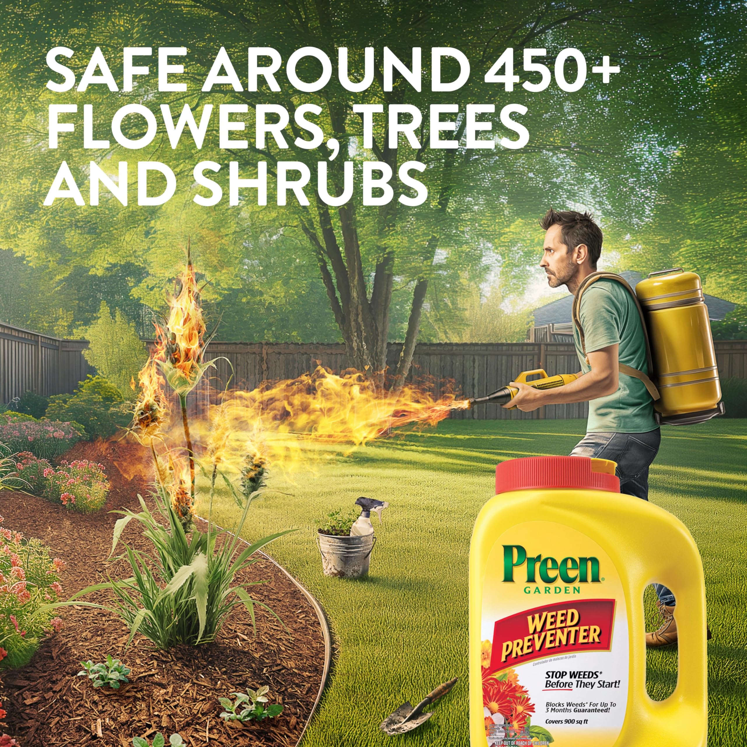 Preen Garden Weed Preventer packaging with dimensions