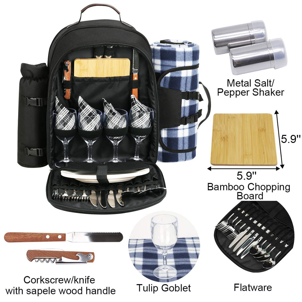 Premium picnic accessories organized in Sunflora backpack