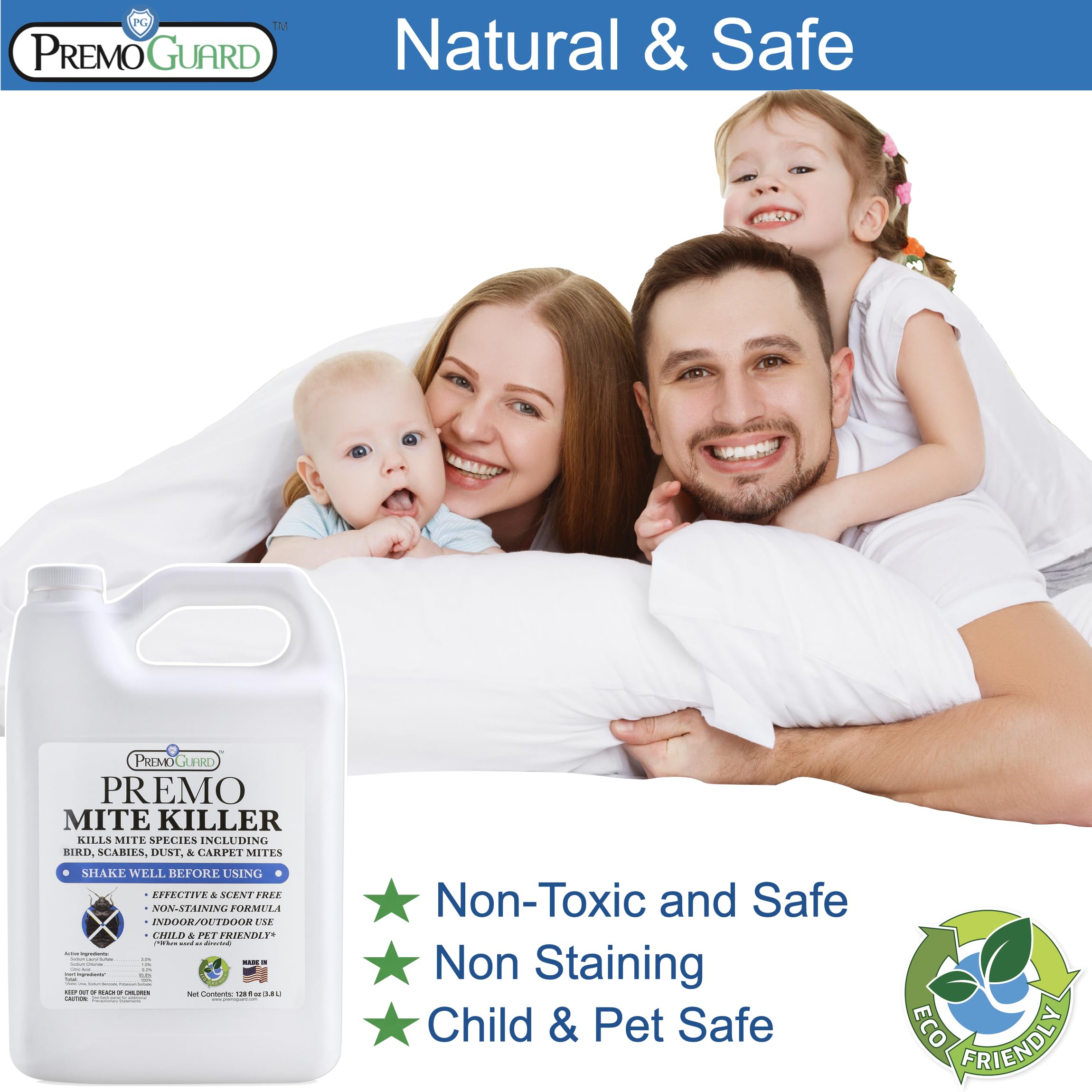 Premo Guard Natural Mite Spray label showing ingredients