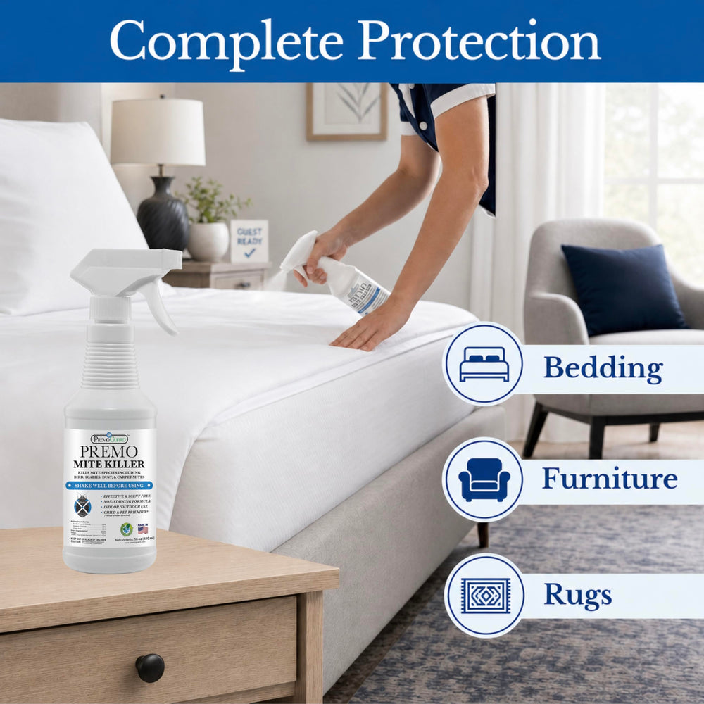 Premo Guard Natural Mite Spray shown with other pest control products