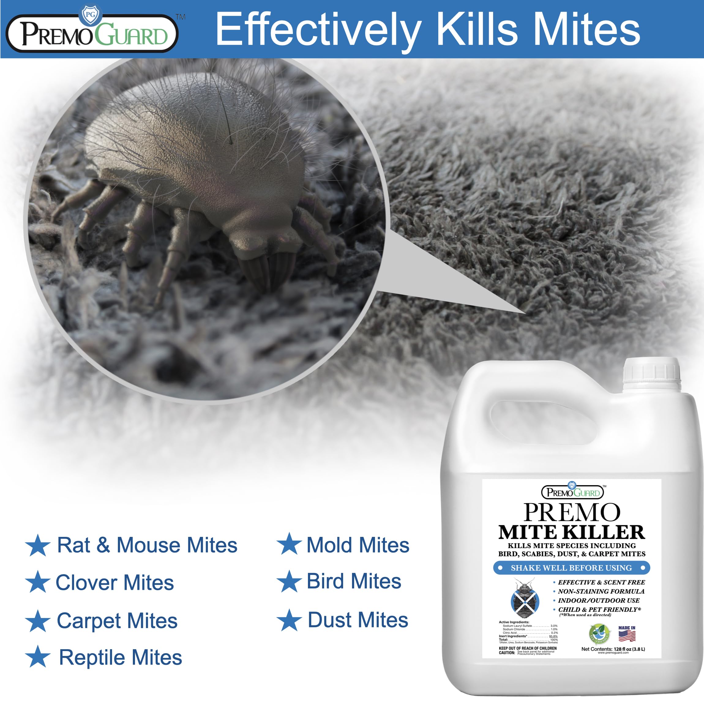 Premo Guard Natural Mite Spray used on a couch