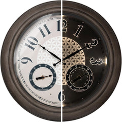 Presentime 18 Inch Illuminated Outdoor Clock front view with grey oak finish
