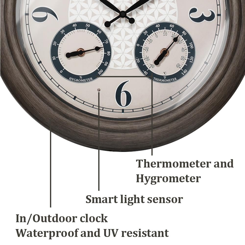 Presentime clock mounted on a garden wall