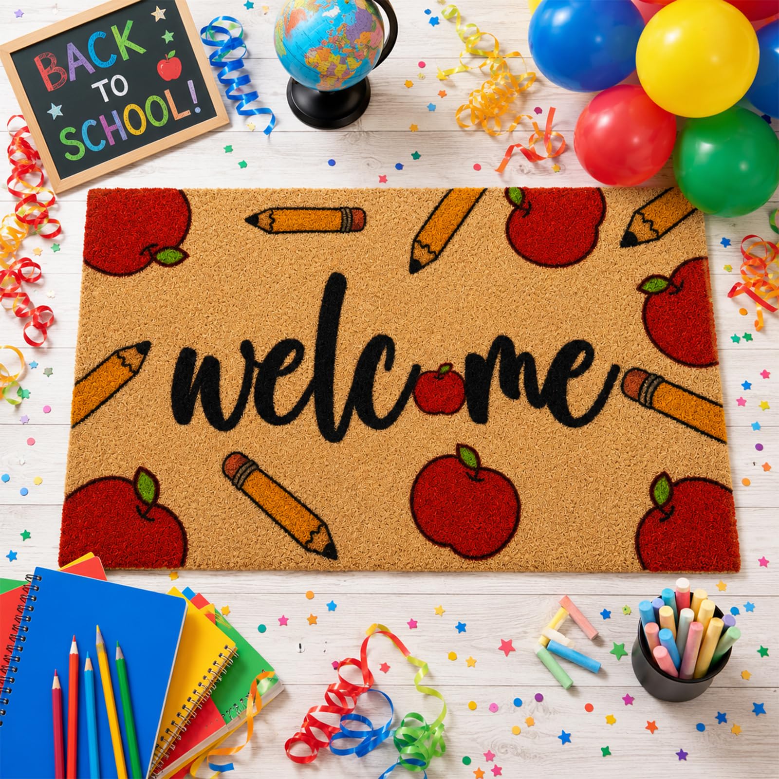 Prewplam Welcome Door Mat in a reading corner