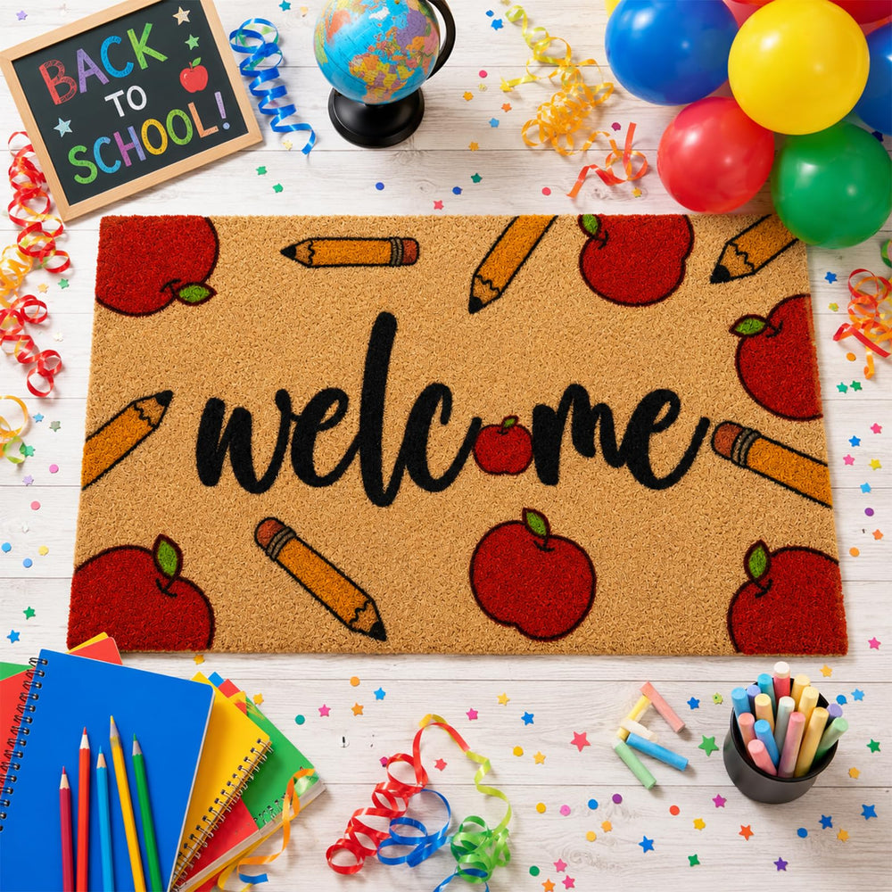 Prewplam Welcome Door Mat in a reading corner