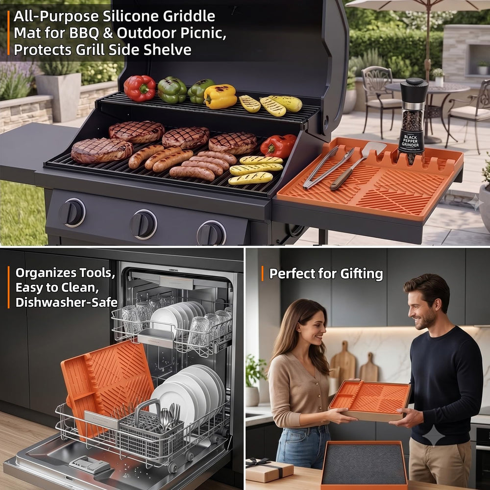 PRFCTTY Silicone Grill Mat showing 8 divided slots for organization