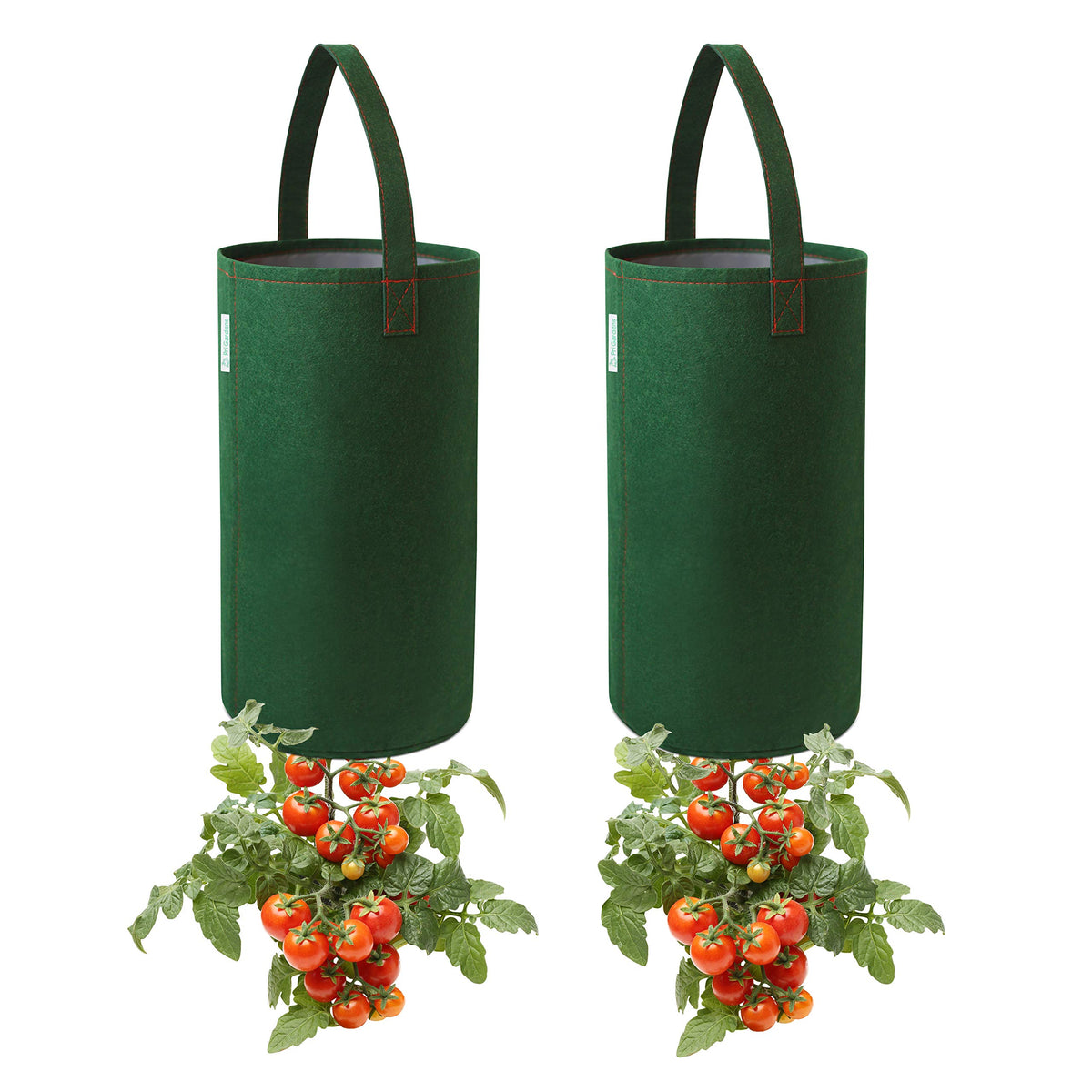 Pri Gardens Upside Down Tomato Planter green fabric front view