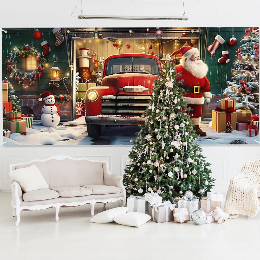 Printspree Christmas Garage Door Cover close-up of Santa Claus design