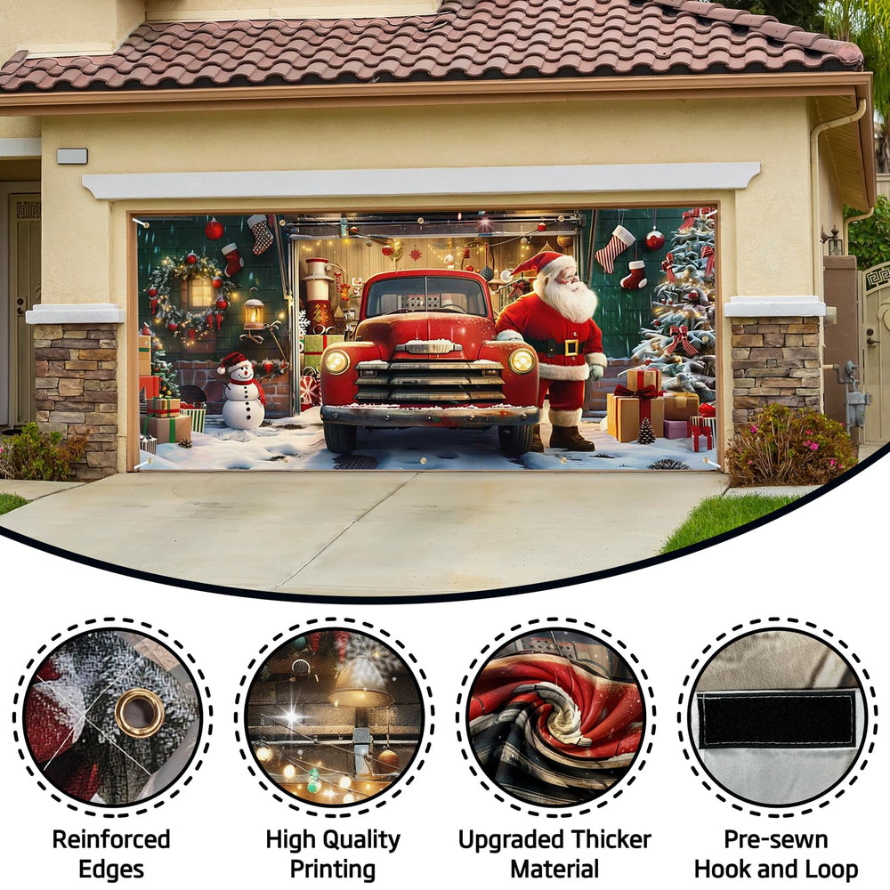 Printspree Christmas Garage Door Cover showing weather-resistant material