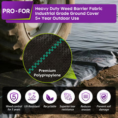 PRO-FOR Weed Barrier Fabric U-Shaped Staples included