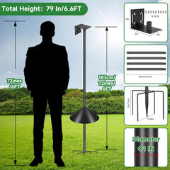 PROERR Smart Bird Feeder Pole Stand 79in side view with mounting options