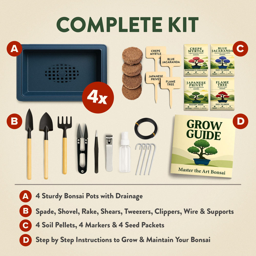 Professional gardening tools from the HOME GROWN Bonsai Kit